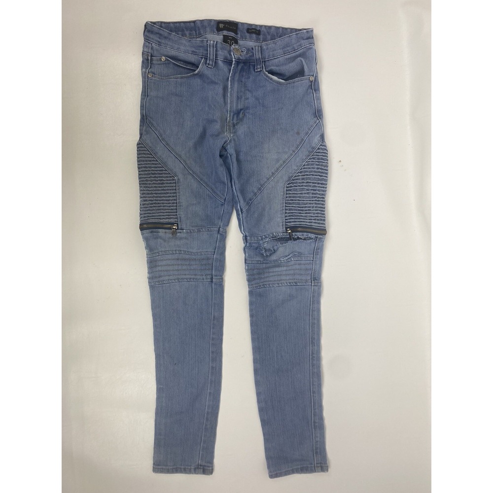 Waimea Moto Biker Skinny Jeans 30x32 Zippers Men's Distressed Logo